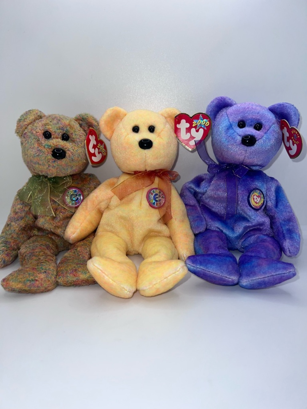 Ty Beanie Babies Set Of 3 Bears Speckles, Sunny, Clubby IV With Tags